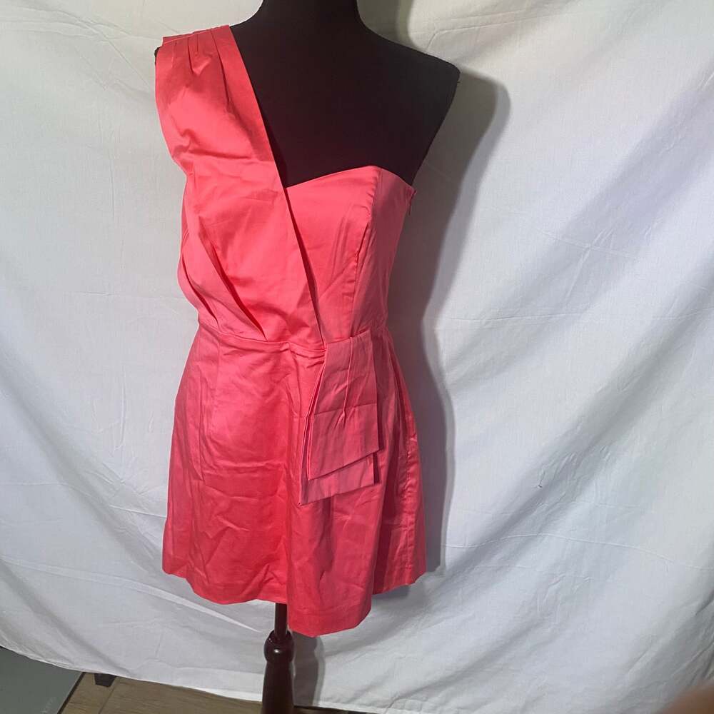 French Connection Adaline One Shoulder Dress, Neon Rose